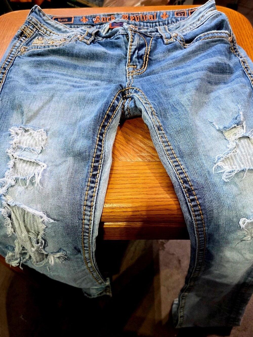 Rock Revival Distressed Jeans, Size 27